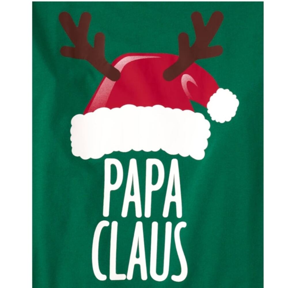 CHILDREN'S PLACE Green Holiday Papa Claus Graphic Long Sleeve Tee Men's Size XL